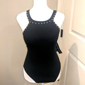 Beautiful, black, one-piece swimsuit.